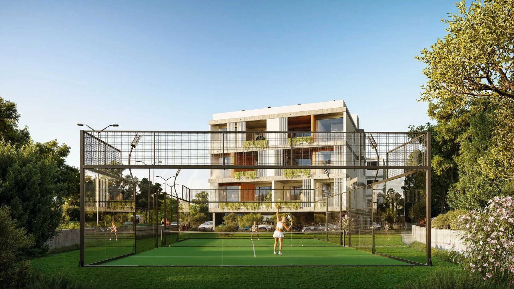 Architectural rendering: BRONTE planned padel court